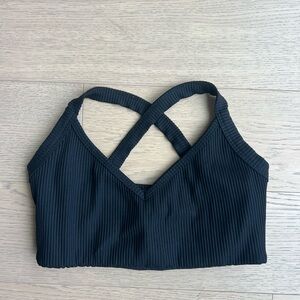 Year of Ours Black Ribbed Bra